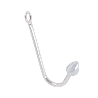 Anal hook i rostfritt stål med rundad spets och ring för fästning