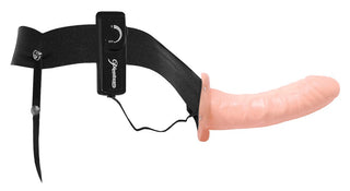 Vibrerande Hollow Strap-On med trådbunden fjärrkontroll - perfekt för pegging och utrustad med en ihålig dildo för ökad mångsidighet.