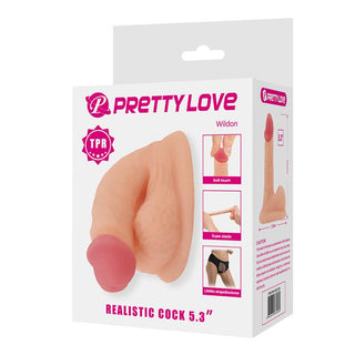 Realistisk dildo, 13 cm, tillverkad av TPE-material i en naturlig hudfärg med definierad ådring och konturerad design.