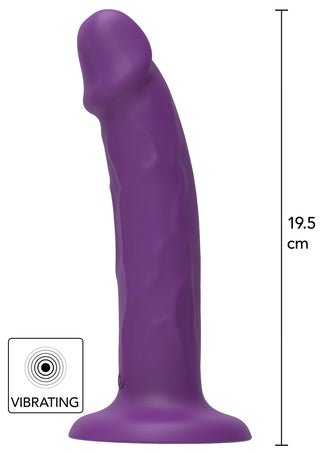 Get Real TOYJOY Vibrator 19 cm - lila silikon, vibrerande dildo med sugkopp, selekompatibel och visas upprätt.