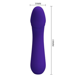 Mjuk Lila Vibrator Cetus är en lila silikonytstav med böjda ändar för G-punkt-stimulering, som mäter 150 mm i längd och 35 mm i bredd, visas mot en vit bakgrund.