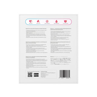 Baksidan av lådan visar Lovense Solace Pro 2 produktinformation, ikoner, streckkod, QR-kod och garantiinformation. Med appstyrning för en sömlös användarupplevelse.