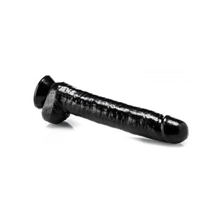 Summum Dildo Super John 44 cm är en svart dildo med ett långt rör, utformad för en verklighetstrogen, realistisk upplevelse.