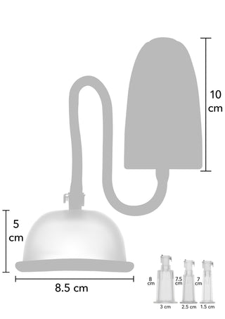 She.E.O Automatisk pump med en kupolformad kopp, böjd slang, tre cylindriska munstycken och justerbar sugkraft.