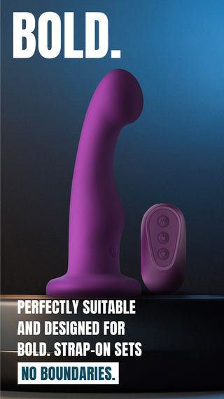 Lila fjärrstyrd dildo i silikon med en utvidgad bas.