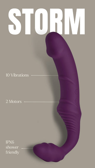 Lila silikonvibrator av märket Storm, utan axelband.