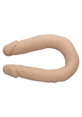 Beige U-formad silikondildo med två ändar, 30,5 cm.