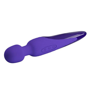 PrettyLove Anthony Wand är en lila handhållen massageapparat med ett rundat huvud, sidokontrollknappar och flera vibrationslägen för personlig avkoppling.