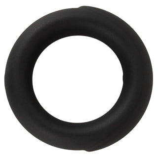 Erecto Single Cock Ring är en svart, cirkulär penisring av flytande silikon med en slät yta, visad ovanifrån på en vit bakgrund.