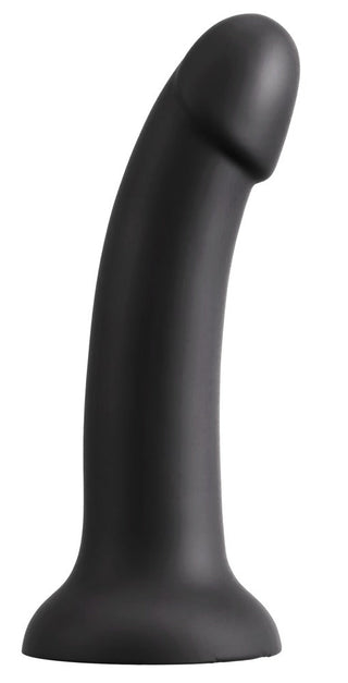 Strap-on Trosor med Dildo har en silkeslen silikon-dildo med rundad topp och flared bas, perfekt för G-punkts- eller prostatastimulans och står stadigt upprätt.