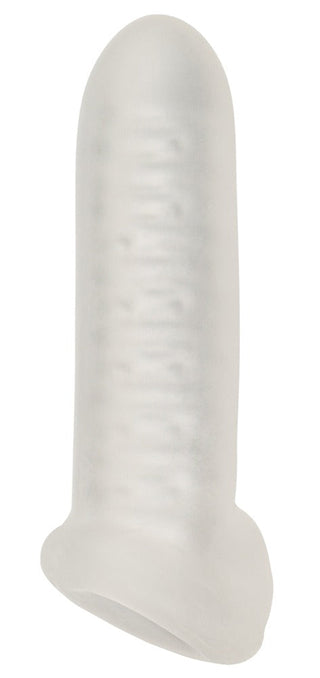 Rebel Penissleeve Med Kulring, ett fingerskydd i genomskinlig silikon som liknar en penissleeve, visas mot en vit bakgrund.