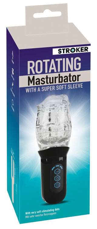 Box med Masturbator med 360° Massage med supermjuk hylsa, produktbild och kontrollknappar för intensiv penismassage.