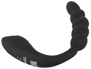 Bendable Dual Stimulator är en svart silikonpärlformad prostatamassagerare med ett böjt handtag, rundade graderade pärlor och en vattentät sexleksak design för enkel rengöring och mångsidig njutning.