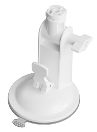 Sugpropp i vit plast med rund bas och justerbar arm, kompatibel med Lovense Spinel-vibratorn.