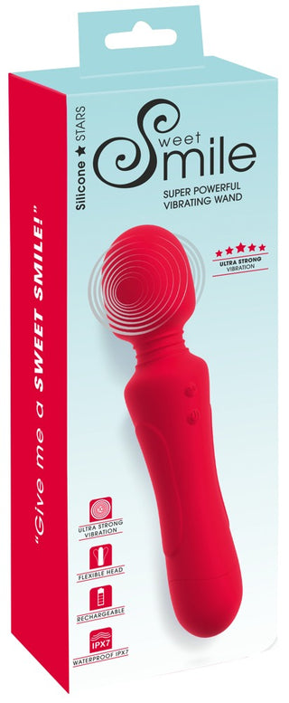 Svart väggvibrator med flexibelt huvud i silikon, två lägen, uppladdningsbar och vattentät enligt IPX7.
