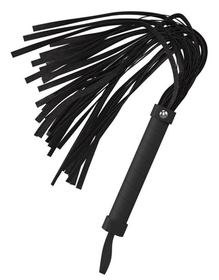 Upplev dominans med Magic Shiver Flogger – tillverkad av svart läder med flera svansar och ett robust, lindat handtag, perfekt för intensiv BDSM-lekar.