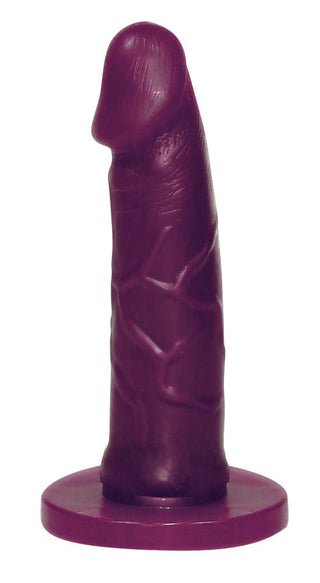 Bad Kitty - Strap-On Set har ett lila, falliskt format silikonobjekt med en strukturerad yta och platt bas, perfekt för utforskning.