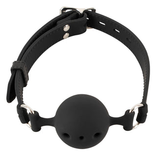 Bad Kittys Medium Silicone Gag har en svart silikongagball med ett justerbart silikonbandsspänne på vit bakgrund.