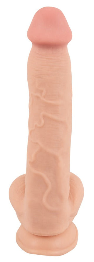 Närbild av Nature Skin Realistisk Dildo 25 cm, med ett beige silikonmaterial med en realistisk form och textur.