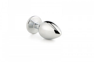 Gleaming Love Silver Plug Large är gjord av högkvalitativt aluminium, med en avsmalnande spets och rund bas, som visas mot en vit bakgrund.
