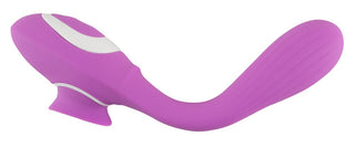 2 Funktion Vibrator Med Tunga - 22 cm är en lila, böjd personlig vibrator i silikon med en mjuk struktur och ergonomisk design, idealisk för G-punktsstimulering.