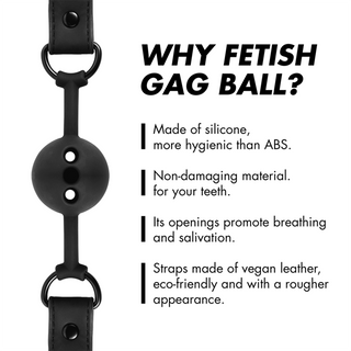 Fetish Submissive Silicone Ball Gag har en perforerad kula och justerbar rem som ger hygienisk, skonsam och luftig användning.