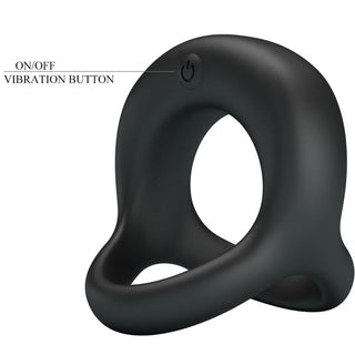 Pretty Love Elliott Vibratorring är en svart silikonring med en on/off vibrationsknapp för enkel kontroll. Denna uppladdningsbara leksak är utformad för både njutning och komfort.
