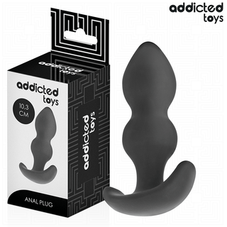 Analplugg i svart silikon, 10 cm lång med böjd design.