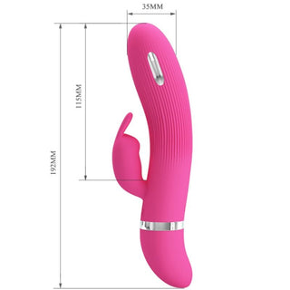Pretty Love Flirtation Rabbit är en rosa silikonvibrator för klitoris- och G-punktsstimulering med en längd på 192 mm och en diameter på 35 mm.