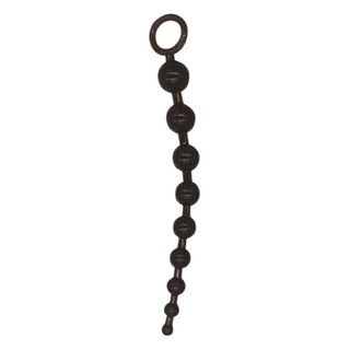 Analkulor LS24 30 cm: Svarta, flexibla analkulor med graderad kulor och ringhandtag - perfekt för nybörjare som vill utforska nya sensationer.