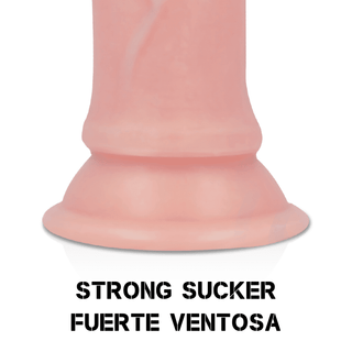 Den rosa cylindriska Silikon Dildo - Rockarmy 19 cm, med en bred bas och märkt Strong Sucker Fuerte Ventosa, lovar mångsidighet och hållbarhet.