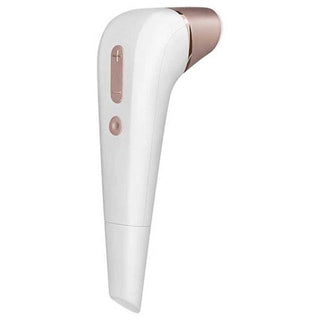 Munstycke 5-Pack Satisfyer har en elegant vit design med roséguldaccenter och intuitiva kontrollknappar, vilket återspeglar elegansen i deras lufttrycksvibratorer-kollektion.