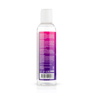 Easyglide Thin Silikon har en genomskinlig plastflaska med en lila och rosa etikett, med detaljerad text och en streckkod på baksidan. Dess design säkerställer optimal prestanda, medan hybridformeln garanterar kvalitet.
