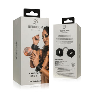 Förpackningen för Veganvänliga läderhandbojor inkluderar fram- och bakvyer, med justerbara handbojor.